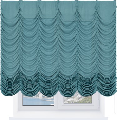 Французская штора «Кортин», лён бирюза