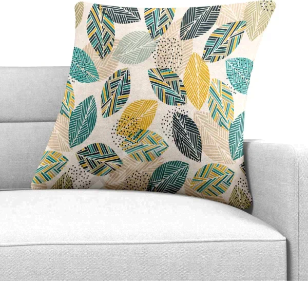 Подушка квадратная Cortin «Листья с орнаментом»