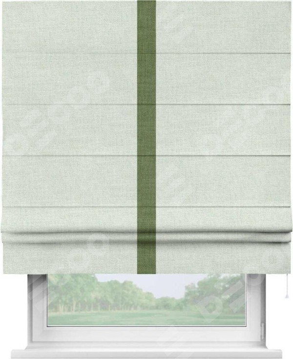 Римская штора «Кортин» для проёма, лён топлёное молоко, с кантом Хайвэй