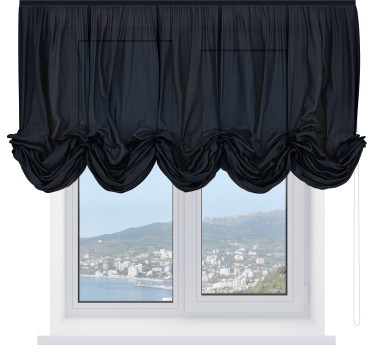 Австрийская штора «Cortin», лён черный