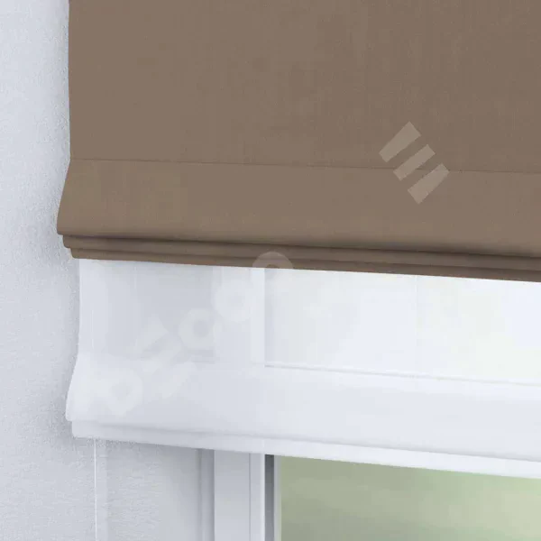 Римская штора «Cortin», ткань блэкаут однотонный кофейно-бежевый, день-ночь