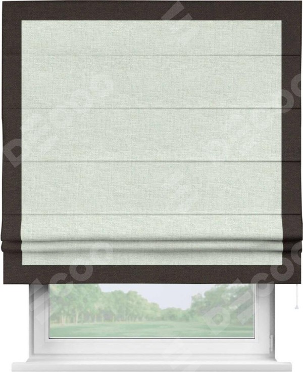 Римская штора «Кортин» для проёма, лён топлёное молоко, с кантом Чесс