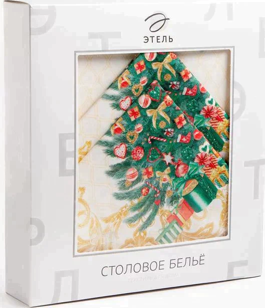Скатерть  Этель "Golden Christmas" скатерть 150*110 +/-3см с ГМВО, 100%хл, 190г/м2
