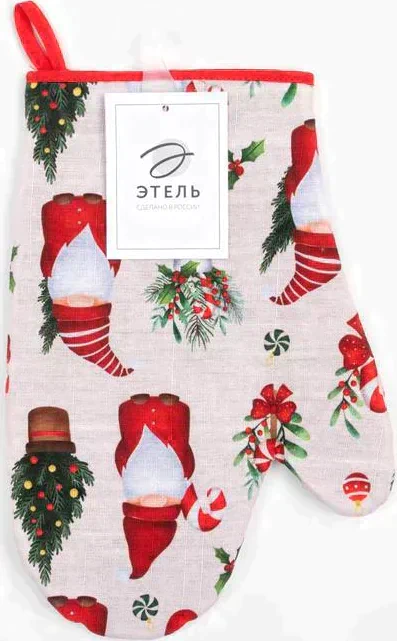 Варежка-прихватка Santa Claus 20х28см, 100% хл, репс 210 г/м2, ватин 250г/м2