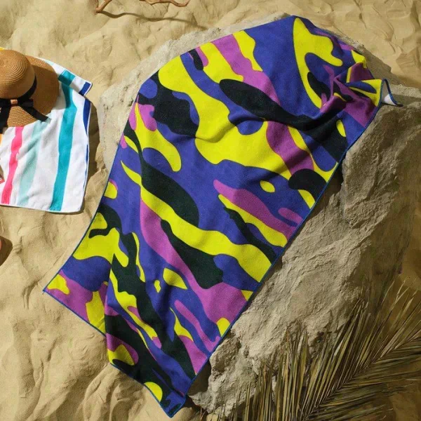 Полотенце пляжное Этель "Purple khaki" 70*140 см,100%п/э, 250гр/м2,