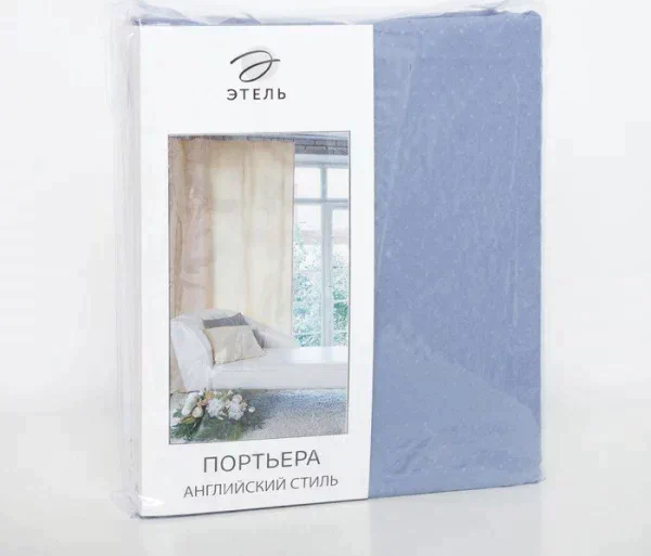 Штора портьерная  "Этель" 140*250 см Английский стиль голубой,100% п/э