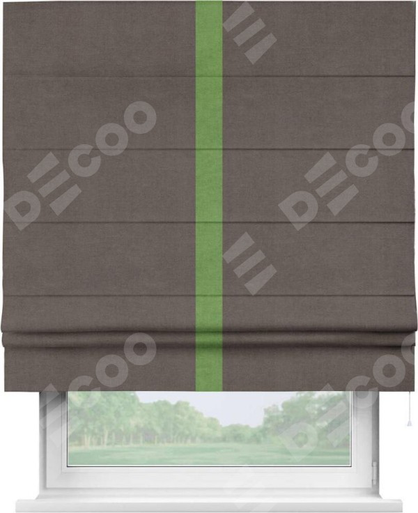 Римская штора «Кортин» с кантом Хайвэй, для проема, ткань вельвет коричневый