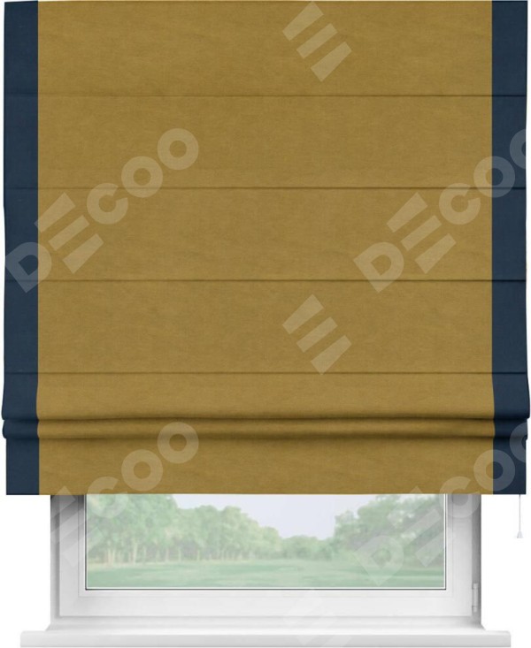 Римская штора «Кортин» с кантом Стрим Дуо, для проема, ткань вельвет светло-коричневый