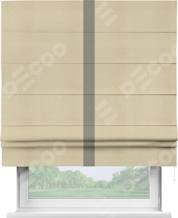 Римская штора «Кортин» с кантом Хайвэй, для проема, ткань блэкаут однотонный милано латте