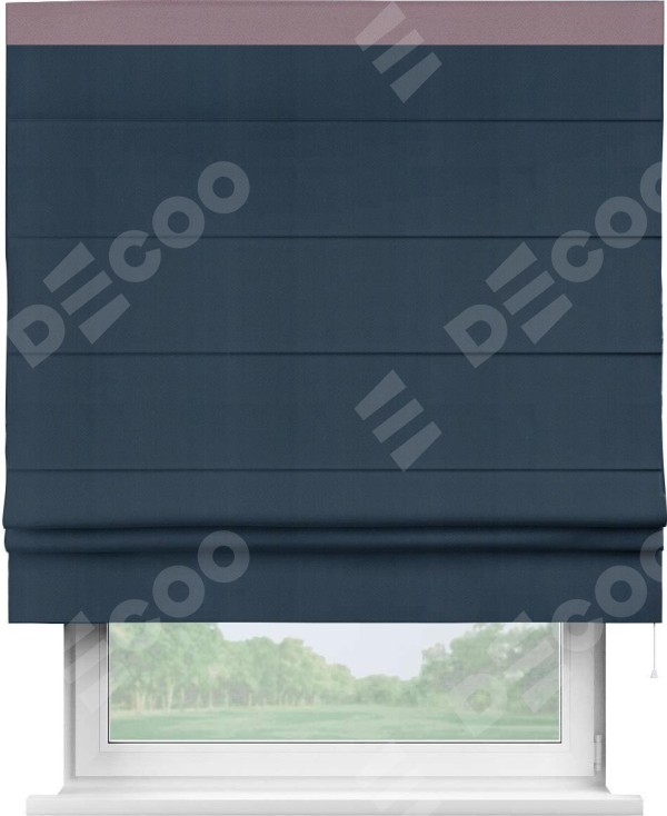 Римская штора «Кортин» с кантом Кинг, для проема, ткань блэкаут однотонный синий