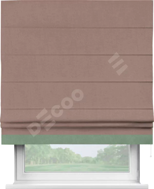 Римская штора «Кортин» с кантом Джестер, для проема, лён блэкаут розовый