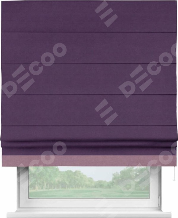 Римская штора «Кортин» с кантом Джестер, для проема, ткань вельвет темно-фиолетовый