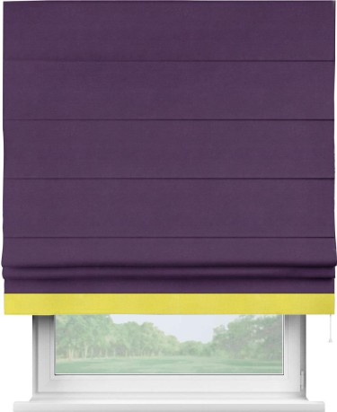 Римская штора «Кортин» с кантом Джестер, для проема, ткань вельвет темно-фиолетовый