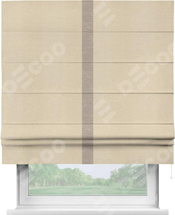 Римская штора «Кортин» с кантом Хайвэй, для проема, ткань софт однотонный бежевый лайт