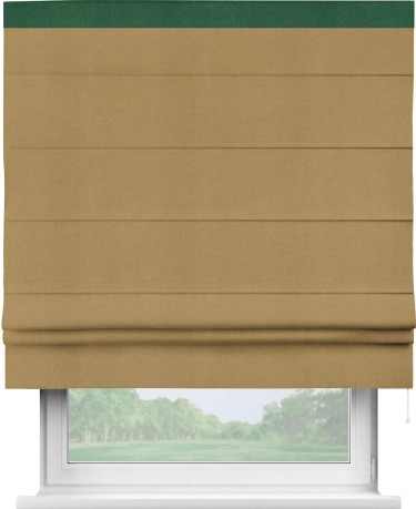 Римская штора «Кортин» с кантом Кинг, для проема, ткань вельвет горчица