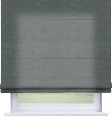 Римская штора «Кортин» для проема, ткань вельвет серый