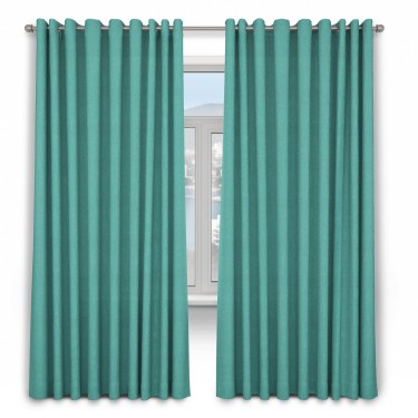 Шторы на люверсах ткань лён димаут, бирюзовый