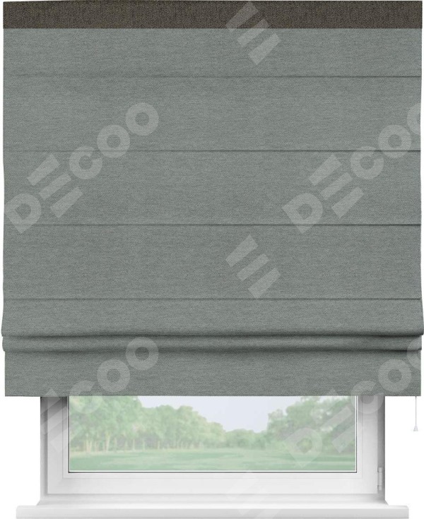 Римская штора «Кортин» с кантом Кинг, для проема, ткань твид блэкаут, серый