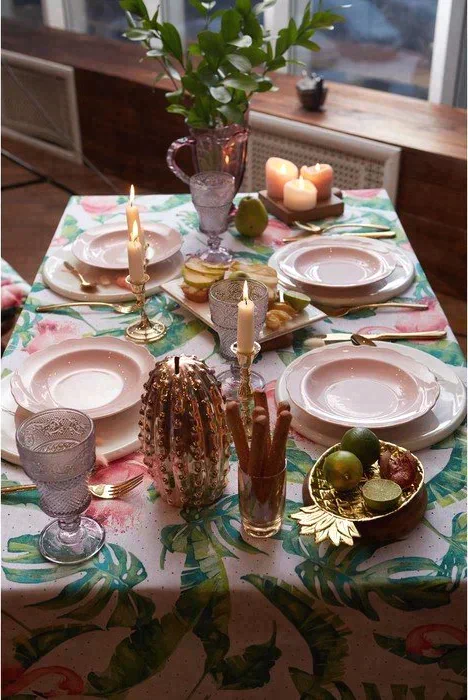 Скатерть "Доляна" Tropical kitchen 110х144 см, 100% хлопок, 164 г/м2
