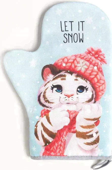 Варежка-прихватка «Новый год: Winter fun» 20х28см,саржа, 100% х/л, ватин 250г/м2
