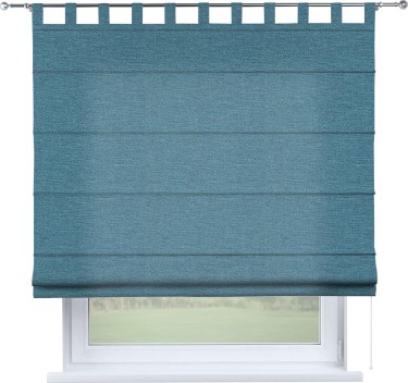 Римская штора на петлях «Кортин», ткань лён голубой, ширина 40-100 см