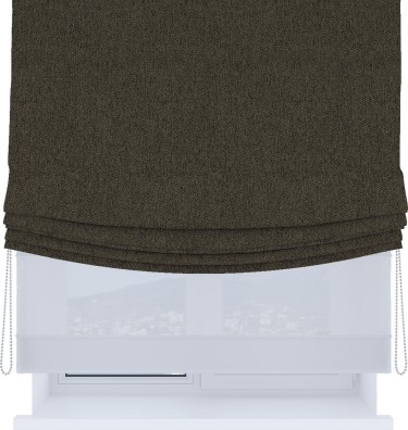 Римская штора «Кортин», день-ночь с мягкими складками, твид блэкаут тёмно-коричневый