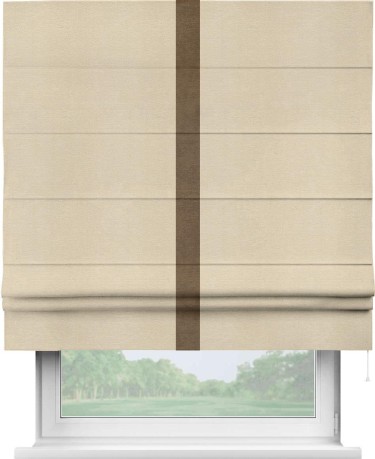 Римская штора «Кортин» с кантом Хайвэй, для проема, ткань софт однотонный бежевый лайт