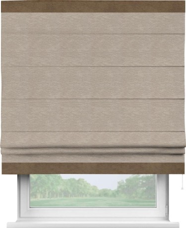Римская штора «Кортин» с кантом Горизонт, для проема, ткань софт однотонный темно-бежевый