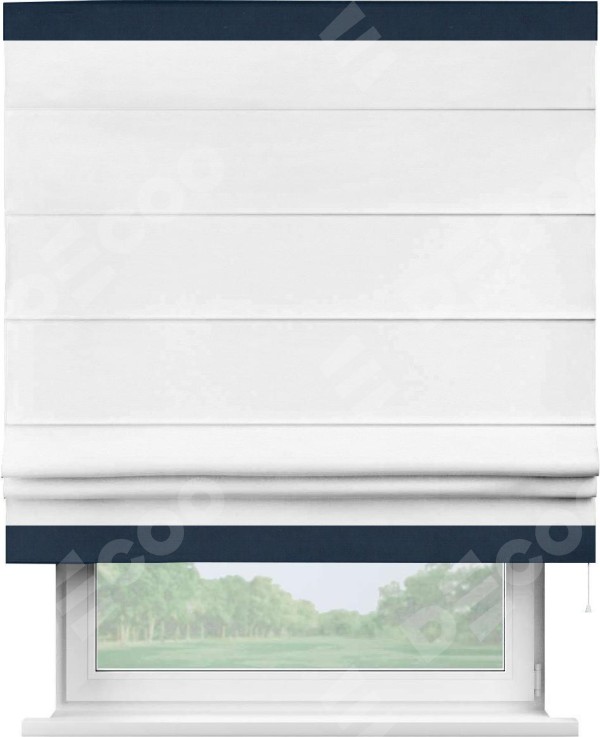 Римская штора «Кортин» с кантом Горизонт, для проема, ткань вельвет дымчато-белый