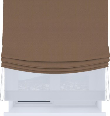 Римская штора «Кортин», день-ночь с мягкими складками, блэкаут однотонный коричневый