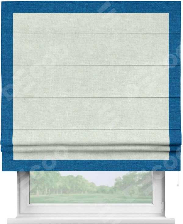 Римская штора «Кортин» для проёма, лён топлёное молоко, с кантом Чесс