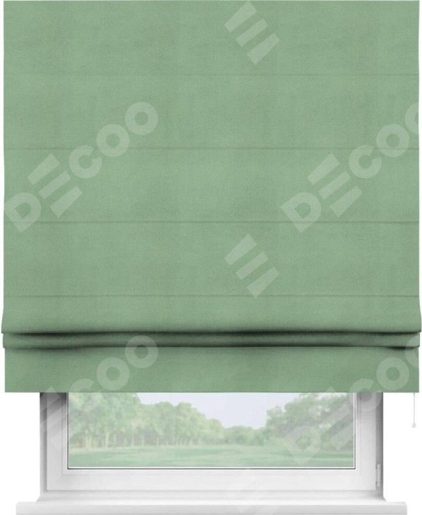 Римская штора «Кортин» для проема, ткань бархат оливковый