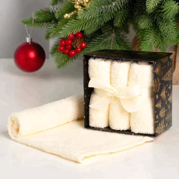 Набор махровых полотенец "Merry cristmas" 30х30 см - 3 шт, хлопок 340гр/м2