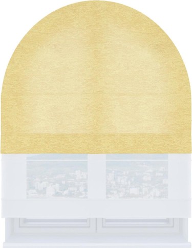 Римская штора «Кортин» день-ночь для арочного проёма, ткань софт однотонный золотой