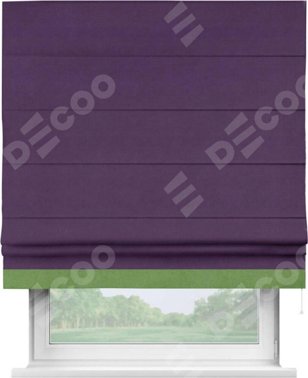 Римская штора «Кортин» с кантом Джестер, для проема, ткань вельвет темно-фиолетовый