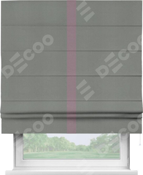 Римская штора «Кортин» с кантом Хайвэй, для проема, ткань блэкаут однотонный тёмно-серый