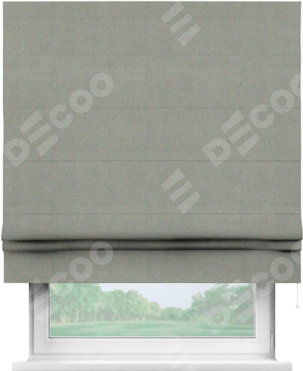 Римская штора «Кортин» для проема, ткань блэкаут однотонный, серый