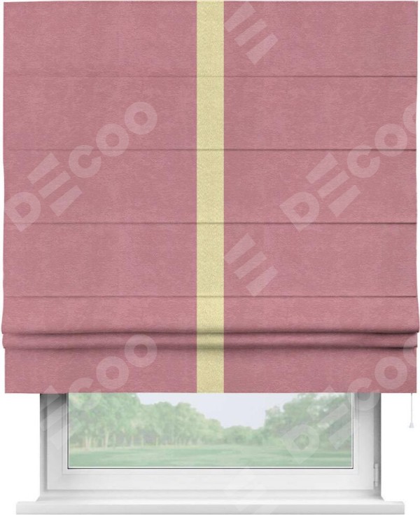 Римская штора «Кортин» с кантом Хайвэй, для проема, ткань софт однотонный розовый