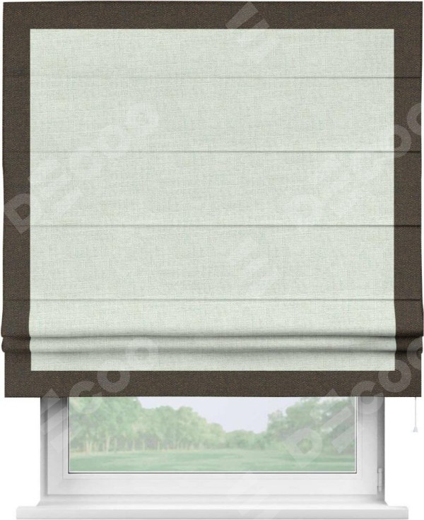 Римская штора «Кортин» для проёма, лён топлёное молоко, с кантом Чесс