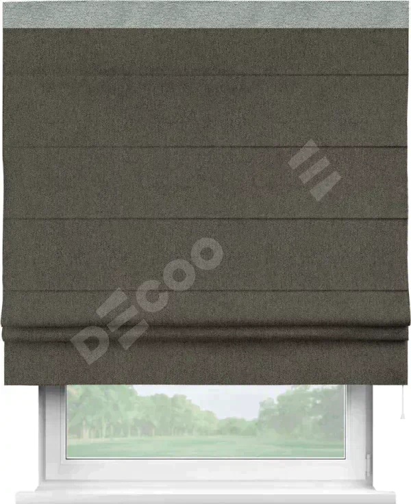 Римская штора «Кортин» с кантом Кинг, для проема, ткань твид блэкаут, тёмно-коричневый