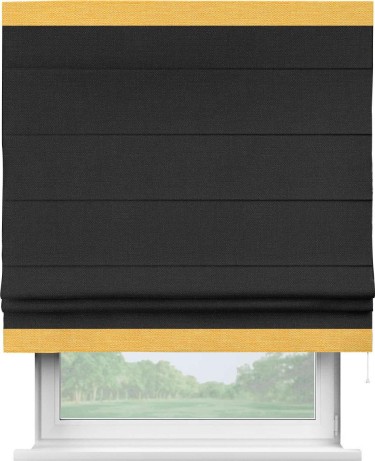 Римская штора «Кортин» с кантом Горизонт, для проема, ткань лён черный