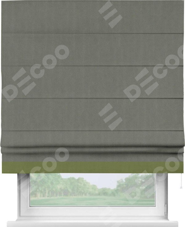 Римская штора «Кортин» с кантом Джестер, для проема, ткань блэкаут однотонный тёмно-серый