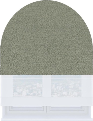 Римская штора «Кортин» день-ночь для арочного проёма, лён блэкаут светло-серый