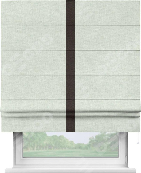 Римская штора «Кортин» для проёма, лён топлёное молоко, с кантом Хайвэй