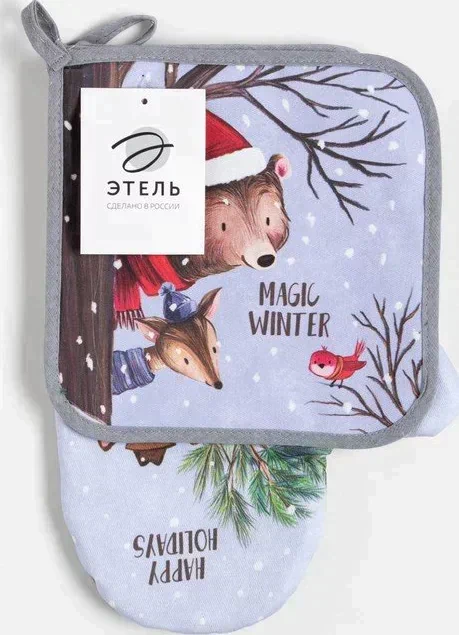 Набор Кухонный Magic winter, варежка-прихватка 20х28см, прихватка 19х19см, 100% хл