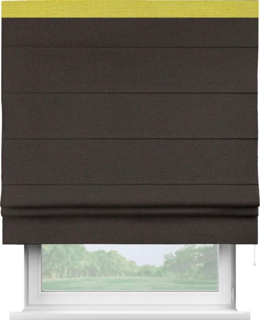 Римская штора «Кортин» для проёма, лён тёмно-коричневый, с кантом Кинг