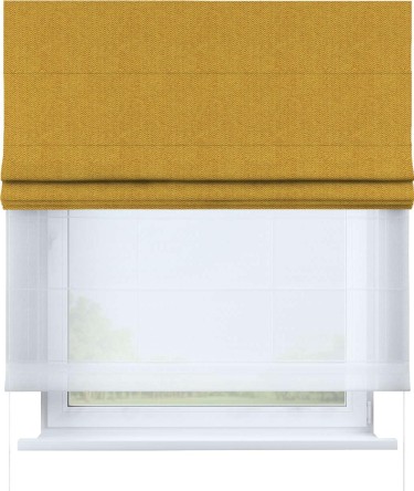 Римская штора «Кортин» день-ночь, ткань твид блэкаут, медово-желтый