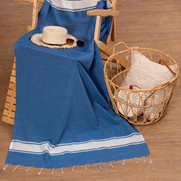 Полотенце для ванны Пештемаль Love Life "Cotton Foutah"90х170см,220г/м,80%хл, 20% п/э, синий   73643