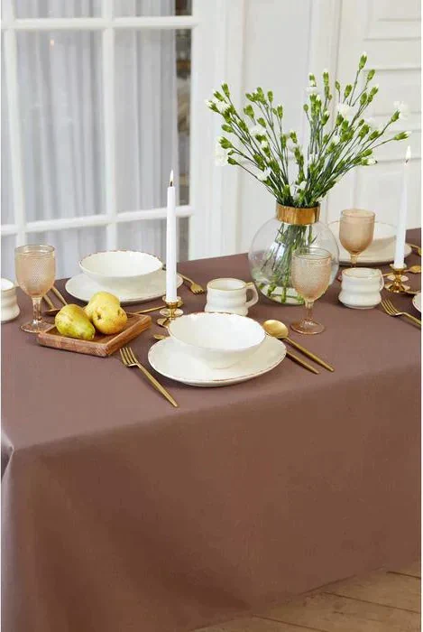 Скатерть "Этель" Elegance 150*250 +/-3см, цв.кофейный, пл. 192 г/м2, хл с ВГМО