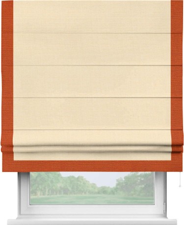 Римская штора «Кортин» с кантом Виктория, для проема, лён, цвет бежевый